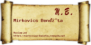 Mirkovics Benáta névjegykártya